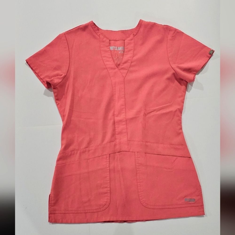 Grey's Anatomy Scrub V-Neck Top Size S Coral